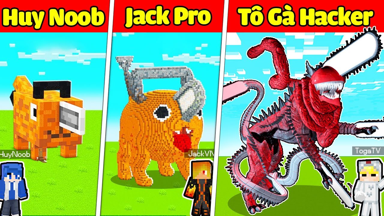 TÔ GÀ THỬ THÁCH 24H  XÂY POCHITA QUỶ CƯA TỪ NOOB TỚI HACKER TRONG MINECRAFT*XÂY POCHITA CHAINSAW MAN