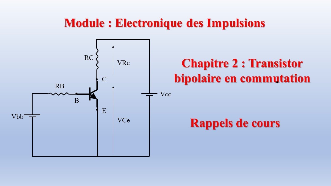 Electronique des impulsions, caractéristiques d'un montage à transistor bipolaire en commutation.