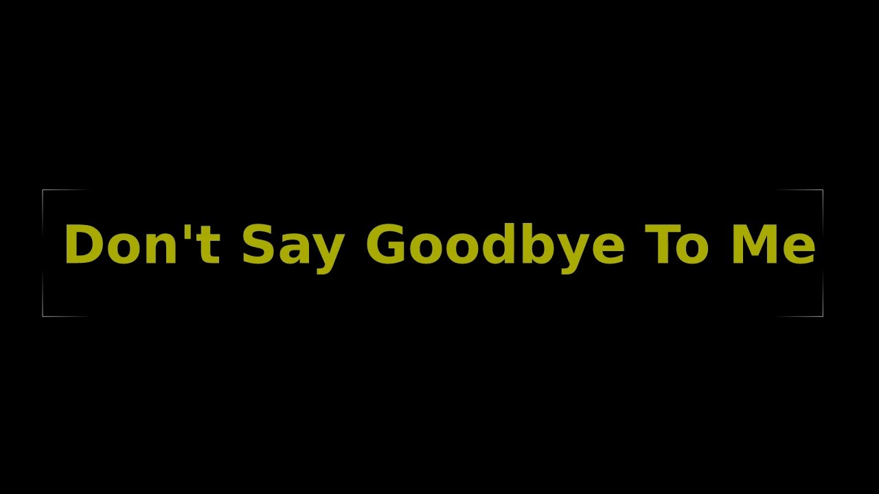 Don't Say Goodbye To Me