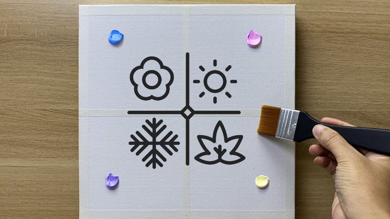 Daily challenge #189 / Acrylic / Set of 4 seasons painting