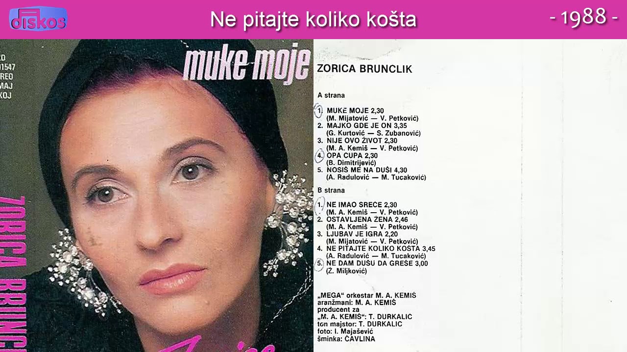 Zorica Brunclik - Ne pitajte koliko kosta - (Audio 1988)