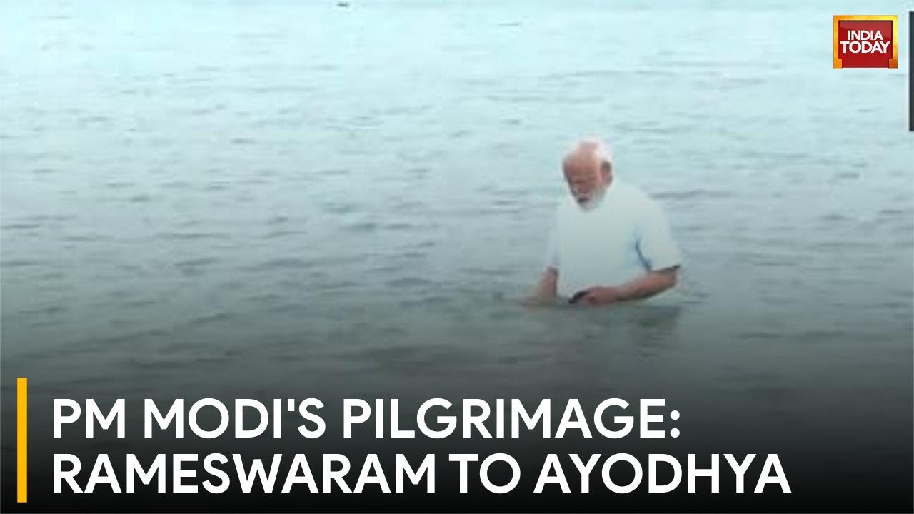 PM Modi Offers Prayers At Rameswaram temple, Took Holy Dip  In 'Agni Tirtham'