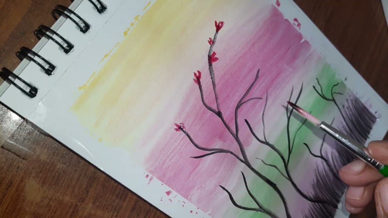 Easy Nature painting | watercolor painting  🖼 @creativitygarden #naturepainting 