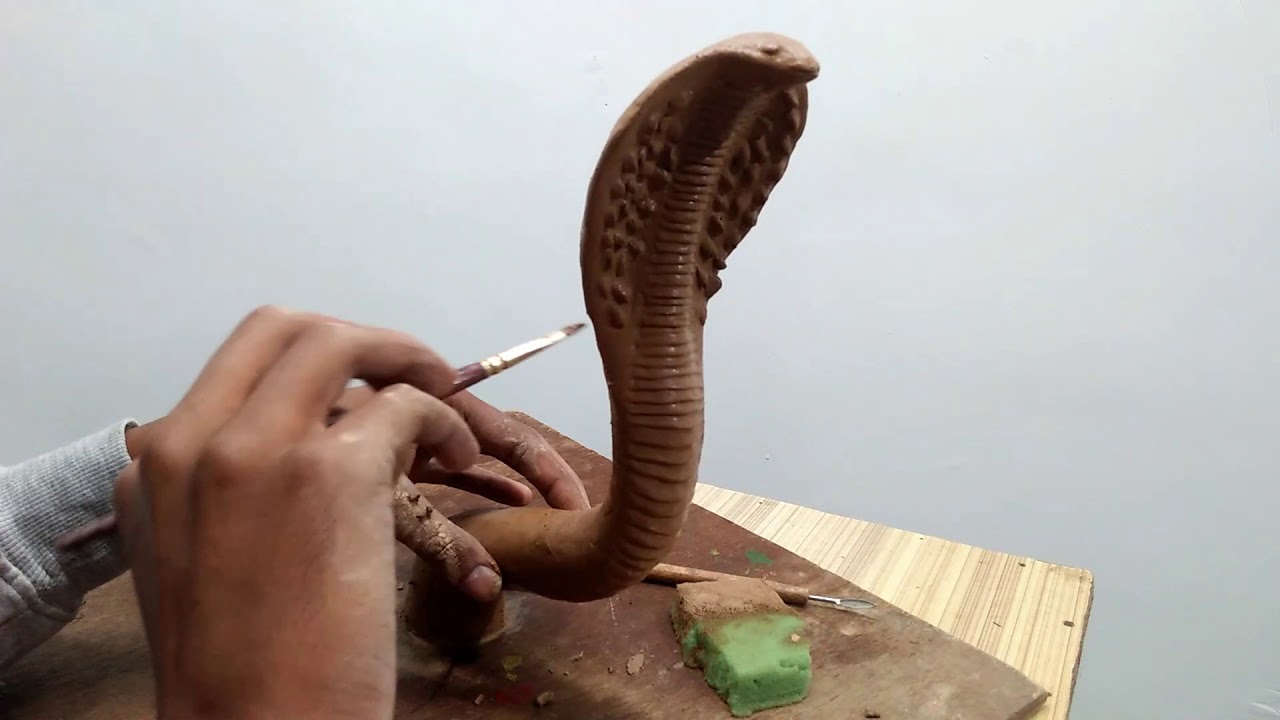 How to make clay realistic  king cobra snake sculpture