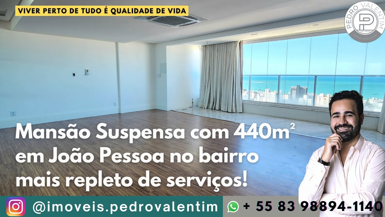 Cobertura Duplex em João Pessoa com 4 suítes, 5 vagas de garagem e vista Panorâmica Definitiva!