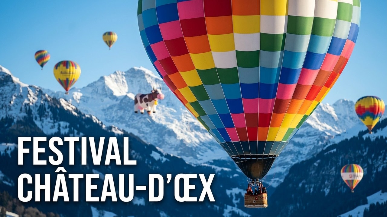 🎈Château-d'Œx, Suisse | Festival International de Montgolfières 🇨🇭 ❄️ #Montgolfière #VoyageSuisse