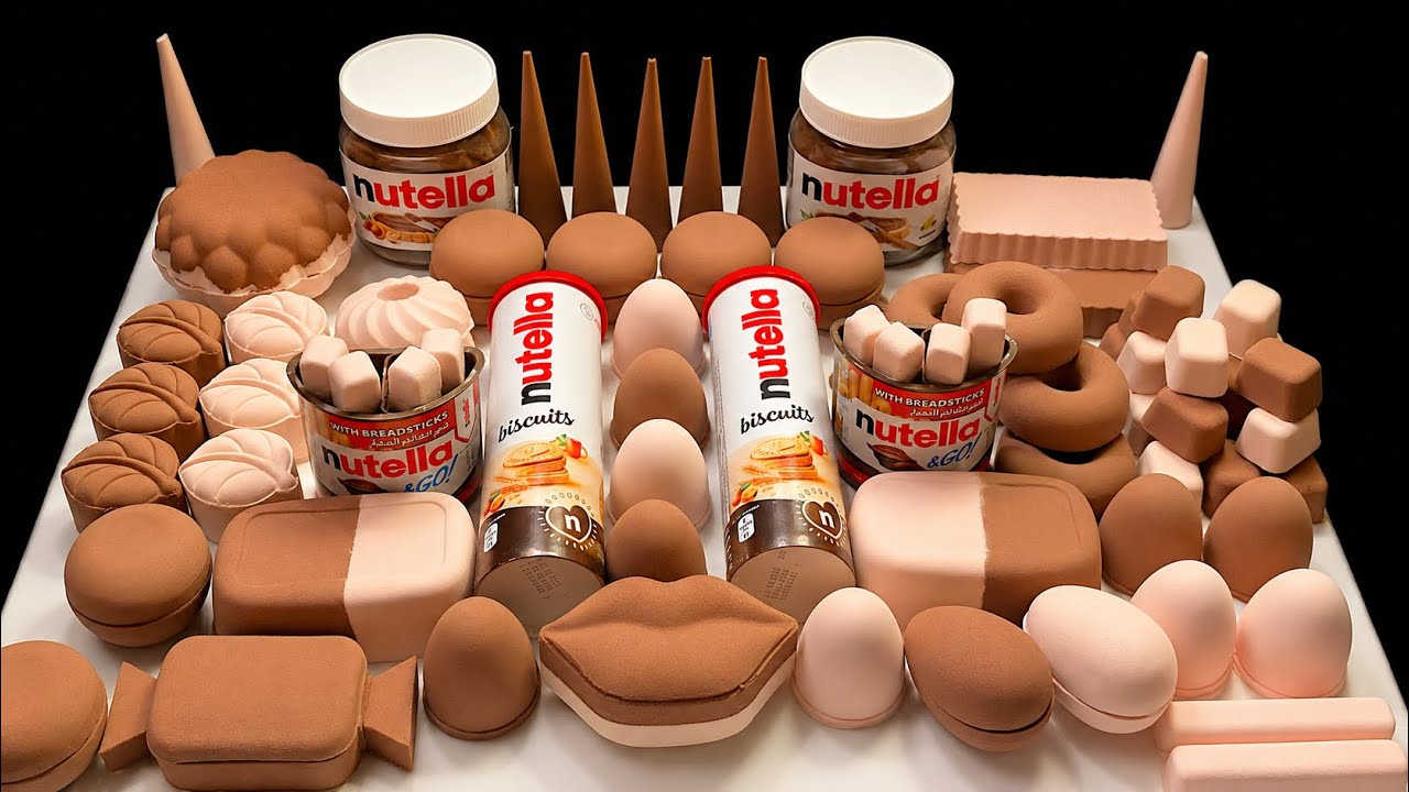 NUTELLA Baking Soda Mixing Random | Satisfying Video ASMR 🍫