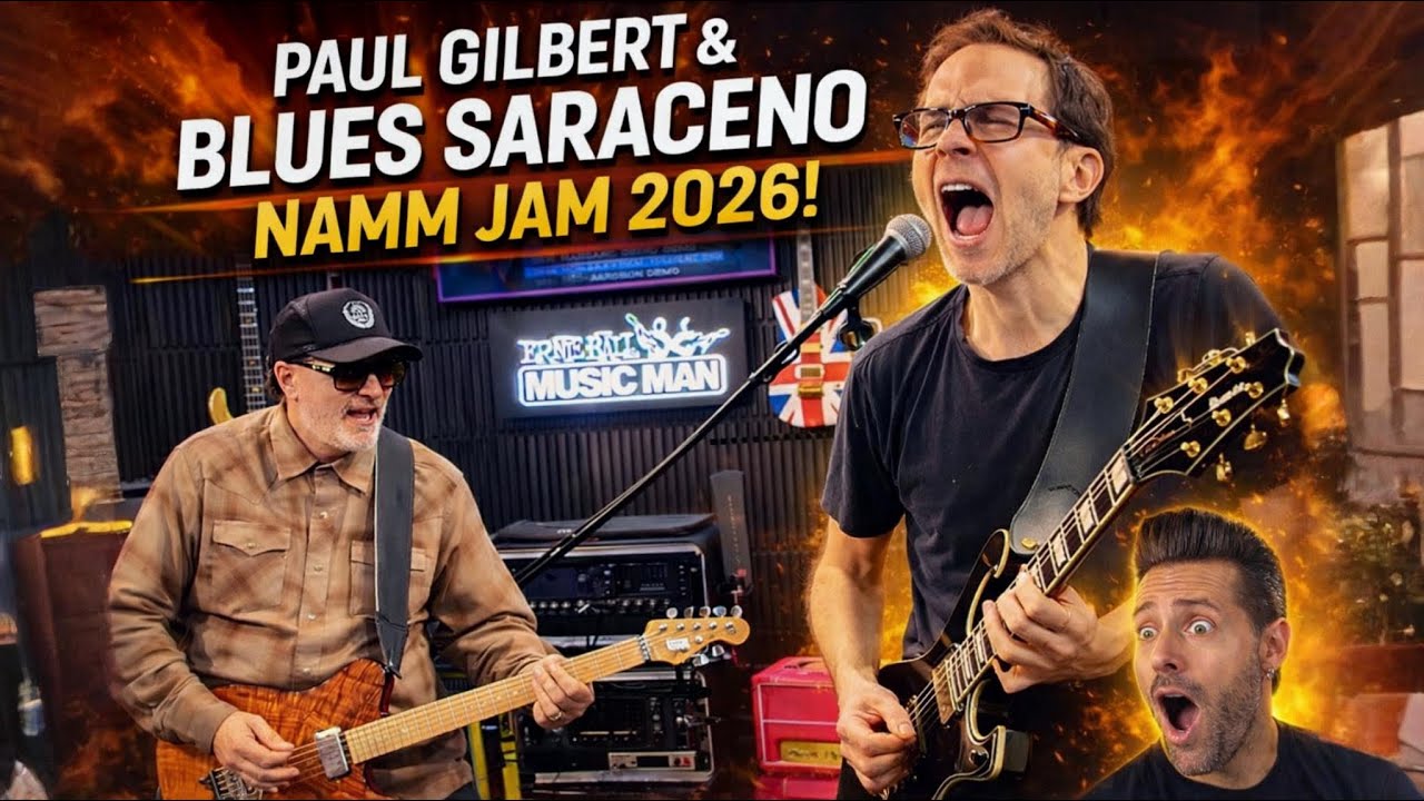 ‼️Paul Gilbert and Blues Saraceno SHRED the roof off of Ernie Ball Booth @ 2026 Namm Show |Aerosmith
