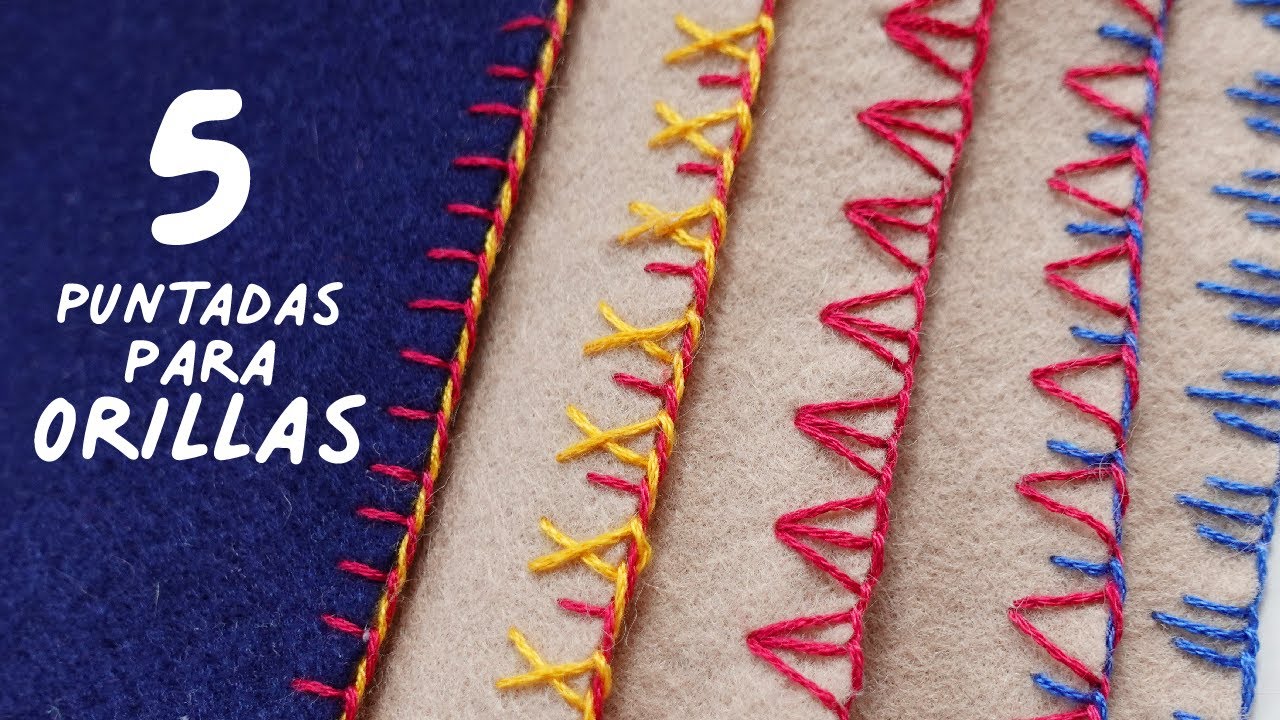 5 Puntadas para BORDES 🧵 BORDADO a Mano | PASO a PASO