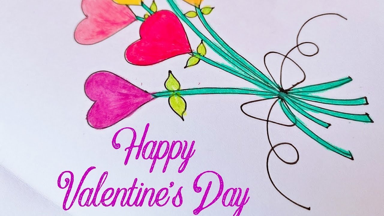 Valentine's Day Card |Crayon drawing |Easy & Simple Card drawing
