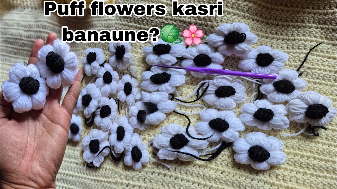 Sikam sathi haru puff flower banauna..🌸🧶cardigan ko video voli hai ta 🥰#keepsupporting guys❣️