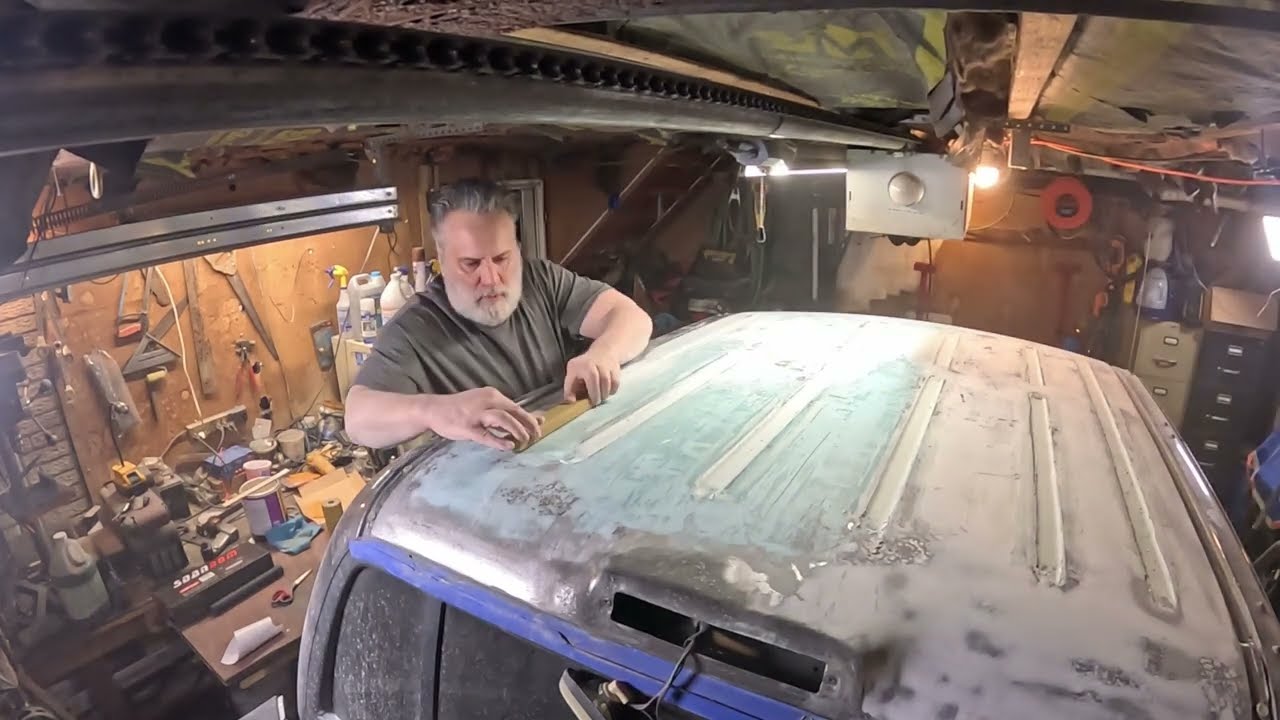 Final prep before paint! Finishing up the body filler work and chopping some wood