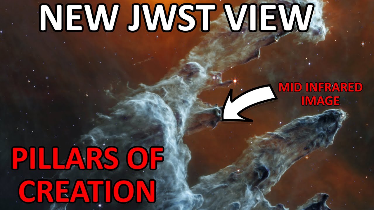 Pillars of Creation Imaged by MIRI on JWST | Mid Infrared vs Near Infrared