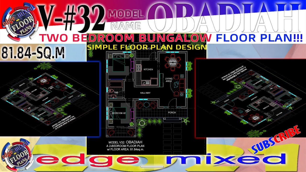OBADIAH - Two Bedrooms Simple Floorplan - Small House plan