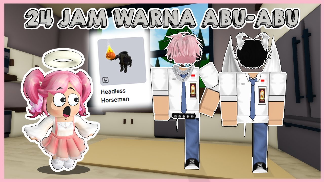 ACIL DEMON & ANGEL Seharian Makan & Memakai Warna ABU-ABU! Sampai Beli Headless? - Roblox Roleplay🏡