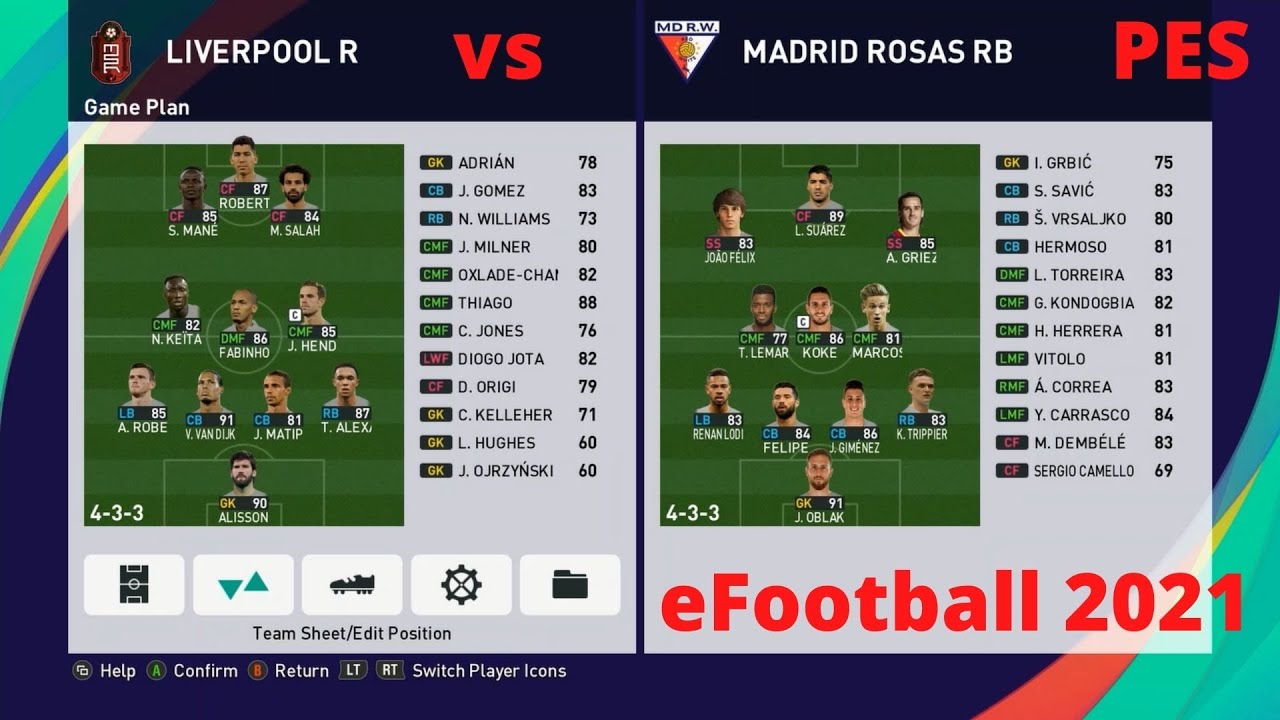 PES 2021 - LIVERPOOL vs ATLECTICO MADRID