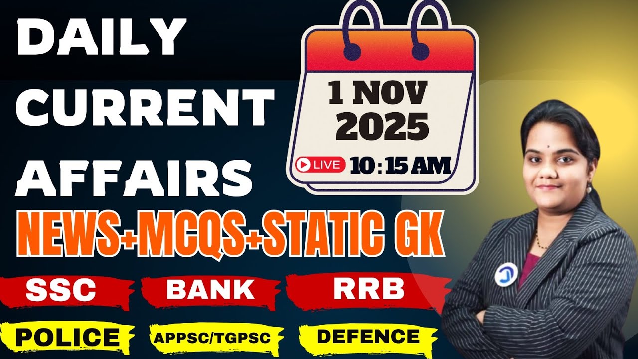 1 November 2025 Current Affairs | Important GK & MCQs For All SSC, Railway, Bank & State Exams 🏆