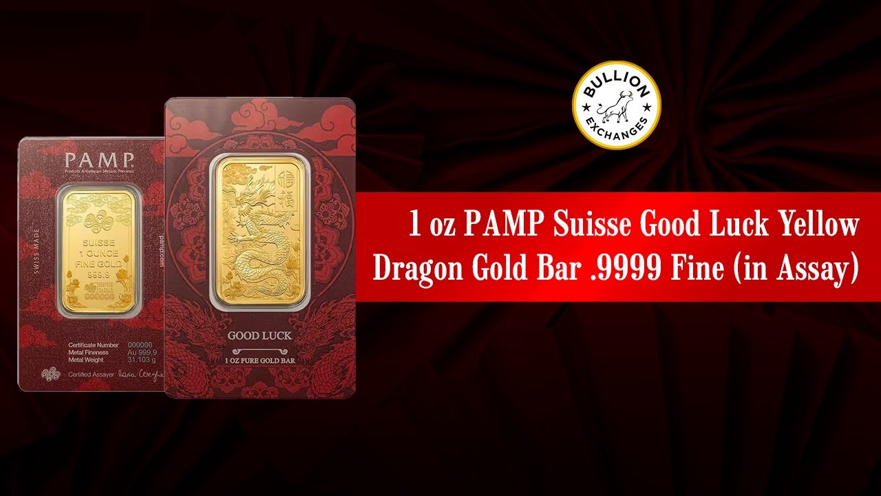 1 oz PAMP Suisse Good Luck Yellow Dragon Gold Bar .9999 Fine (in Assay)