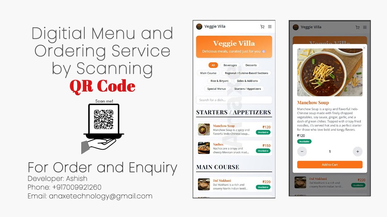 Restaurant Menu Builder Demo | QR Code Menu System |  Custom Admin | Live Demo