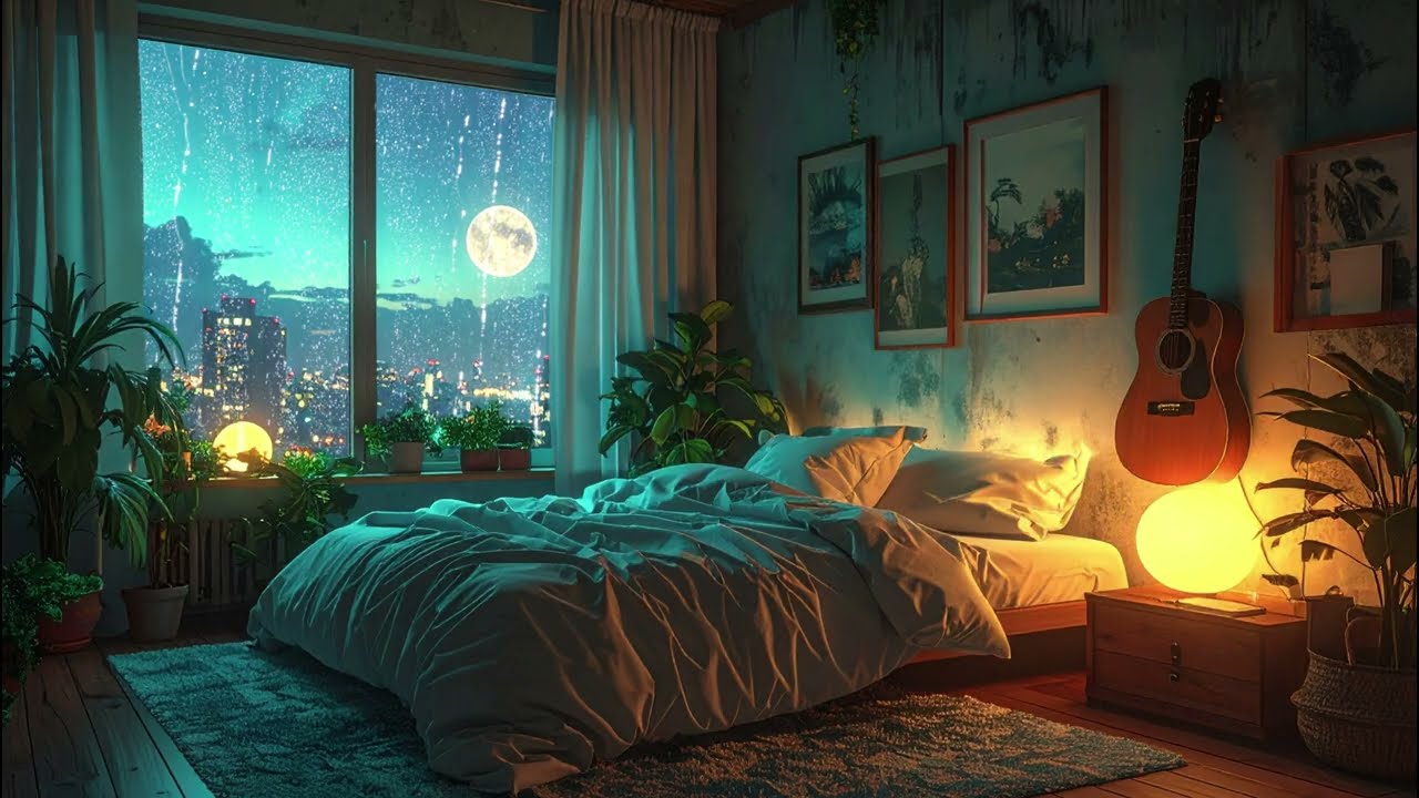 Soft Rain & Acoustic Guitar Music for Focus, Stress Relief, and Peaceful Work Atmosphere