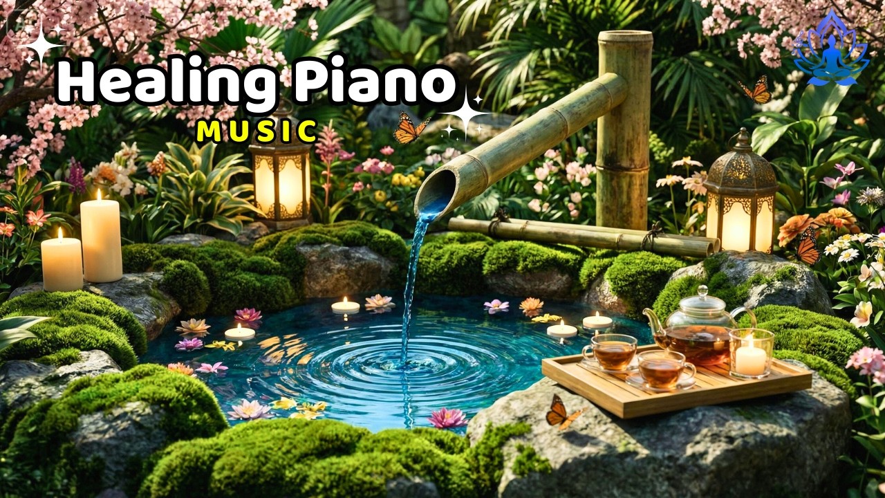 Calming Music for Sleep 🌿 Bamboo Water Sounds, Healing Piano Music, Deep Sleep, Spa & Inner Calm