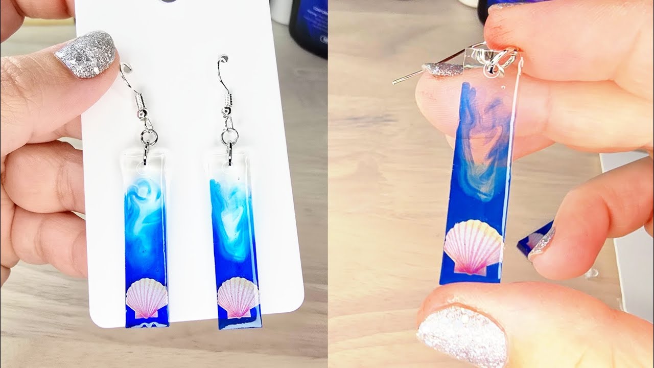 Make Easy Ocean Wave Earrings with Alcohol Ink + UV Resin