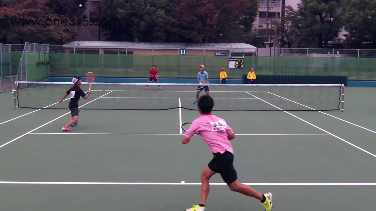 すごプレ13　ソフトテニス　日本代表選考会2015　三次リーグ　船水(雄)・九島（早稲田大学）ー安藤・安藤（早稲田大学）