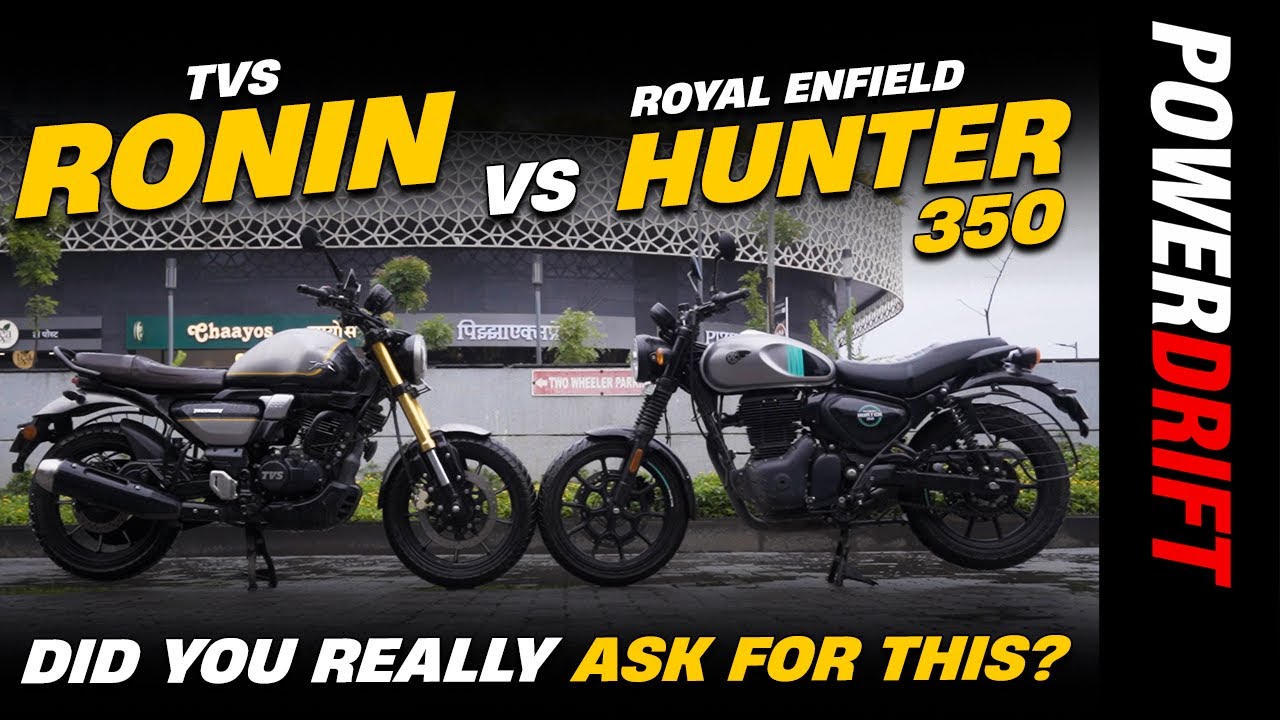 Royal Enfield Hunter 350 против TVS Ronin | Сравнение | Всё, что вам нужно знать | PowerDrift