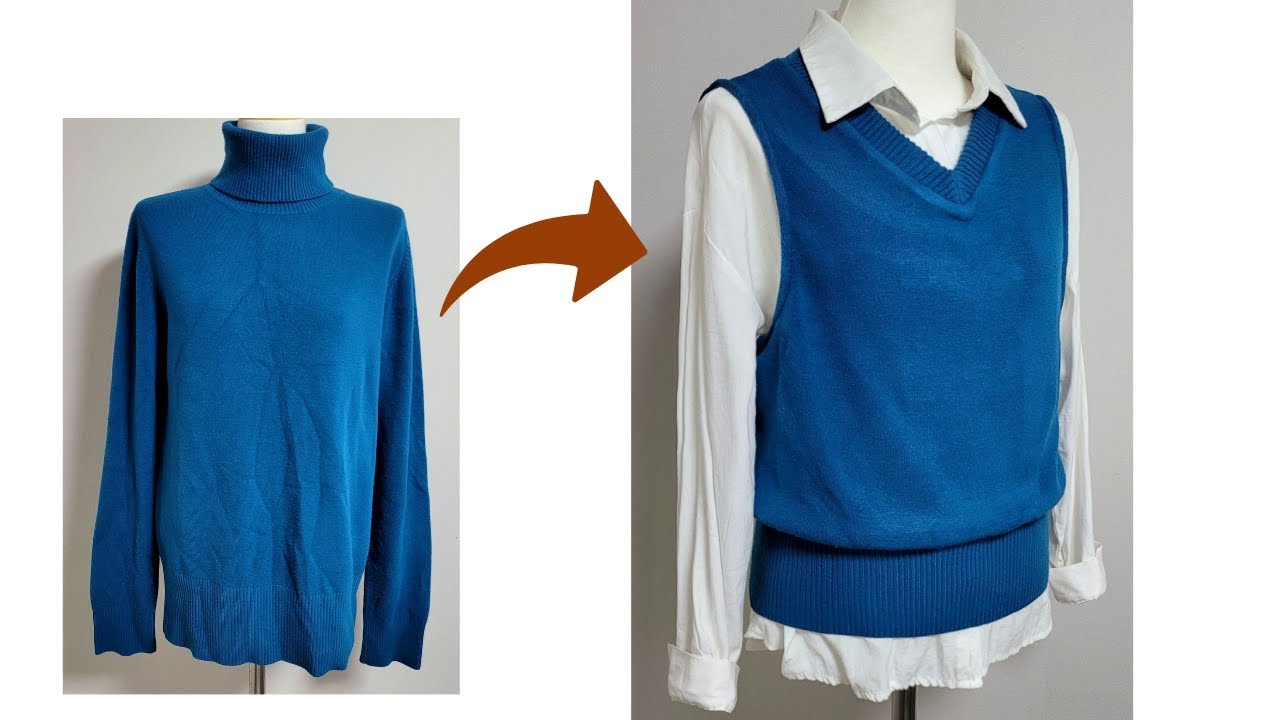 버리는 니트를 가장 쉬운 방법으로 조끼 만들기/The easiest way to make a vest from discarded knits/니트 리폼/knits upcycling
