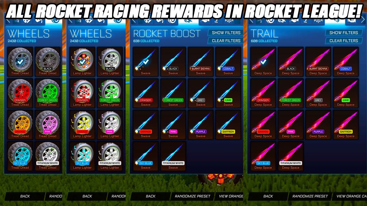 Демонстрация ВСЕХ наград 1-го сезона 7-й главы Rocket Racing в Rocket League!!