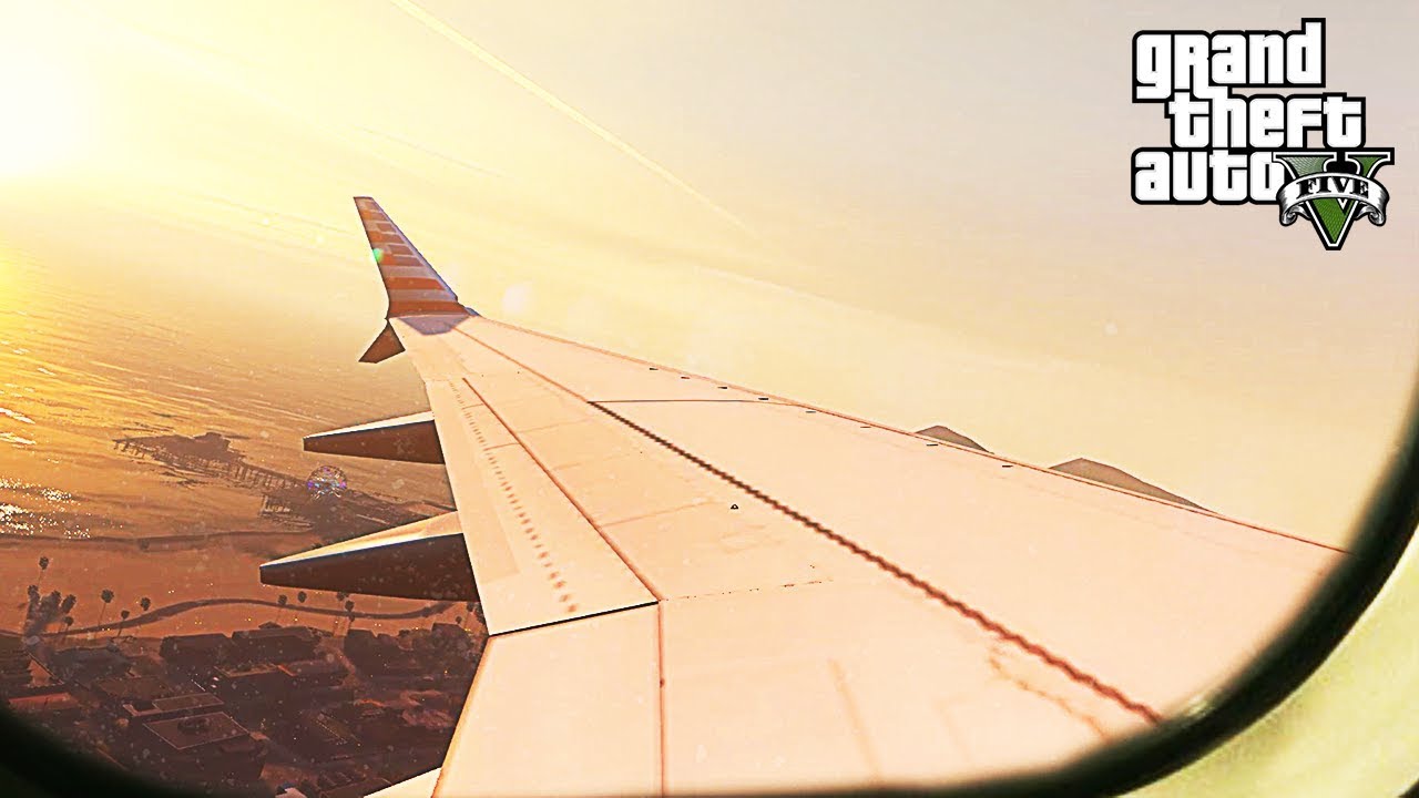 GTA 5 - Boeing 737 LSIA to SS (Sandy Shores) Sunset Full Flight (HD)