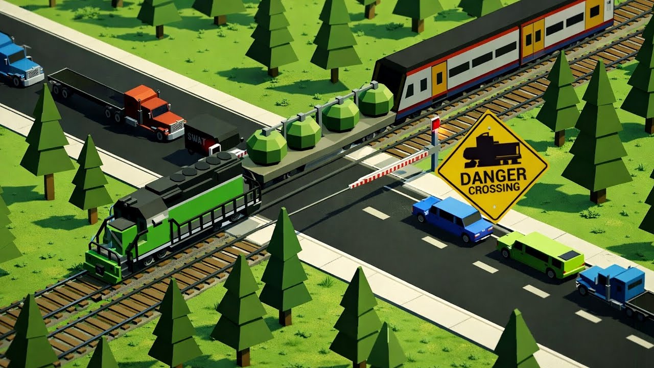 Railroad Crossing 🚦 Heavy Traffic vs Bullet Train | Gameplay #140