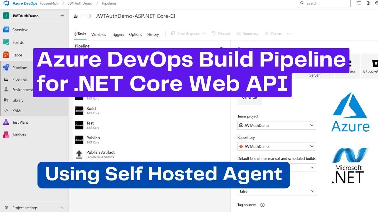 Конвейер сборки Azure DevOps для веб-API .NET | CI/CD | Использование резидентного агента (пошаго...