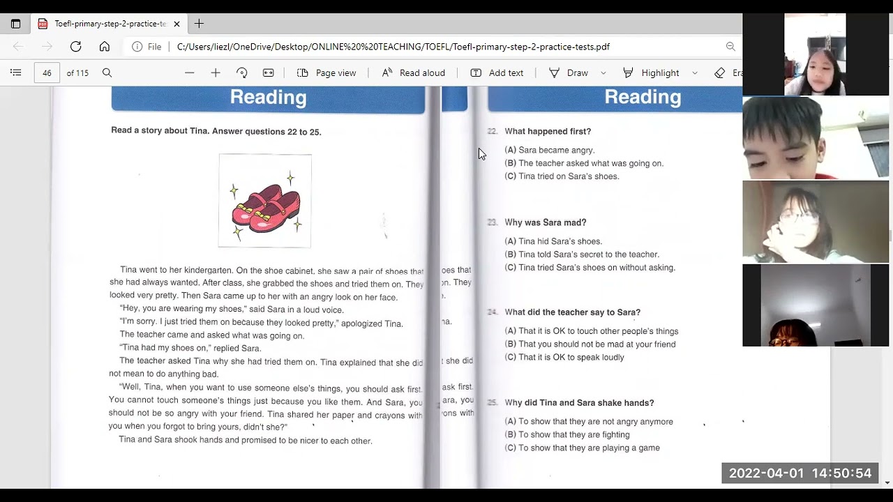 toefl Primary Step 2 Practice Test BookTt istening and Reading&nbsp;video 2 s&oacute;c,tr&acirc;n,chi, tr&acirc;m 5.2