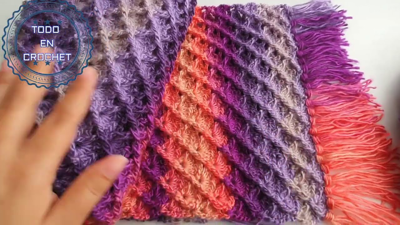 BUFANDA TEJIDA CROCHET | Bufanda a ganchillo | Bufanda punto diamante | How to make scarf