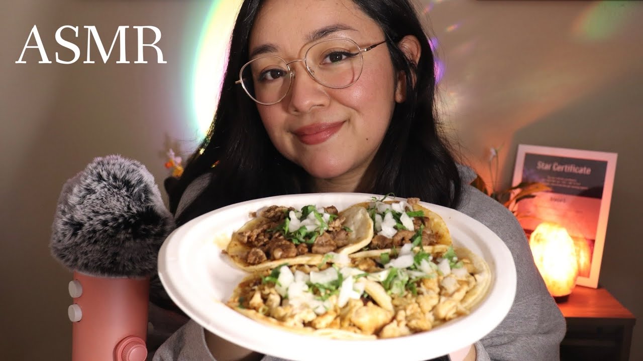ASMR eating mexican tacos