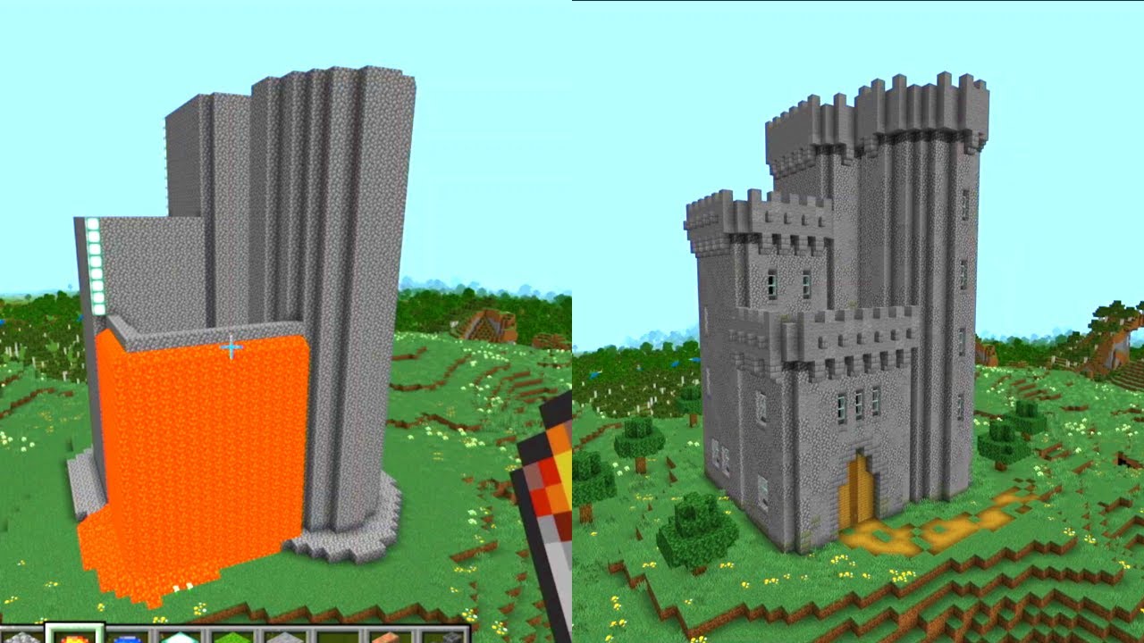 How to lava cast a basic castle shell | Minecraft Castle Tutorial | Lava cast tutorial