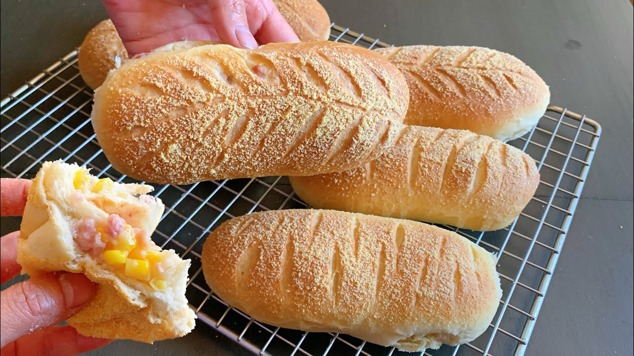 Ham Cheese Bread with Hand Kneading Technique 💯 fluffy and soft so tasty