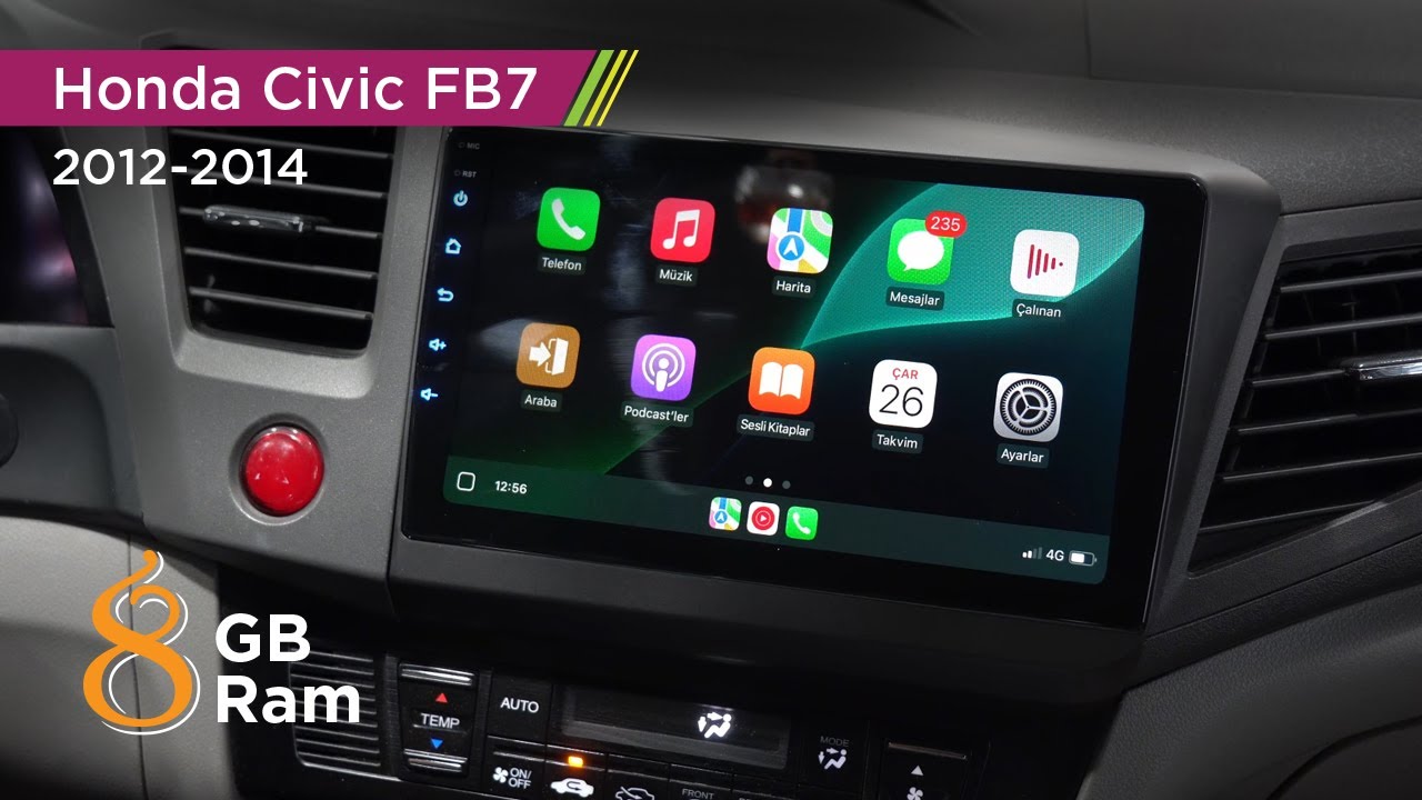 Honda Civic FB7 2012-2014 8 GB RAM QLED Kablosuz Carplay Android Multimedya Navigasyon COMWEGEN