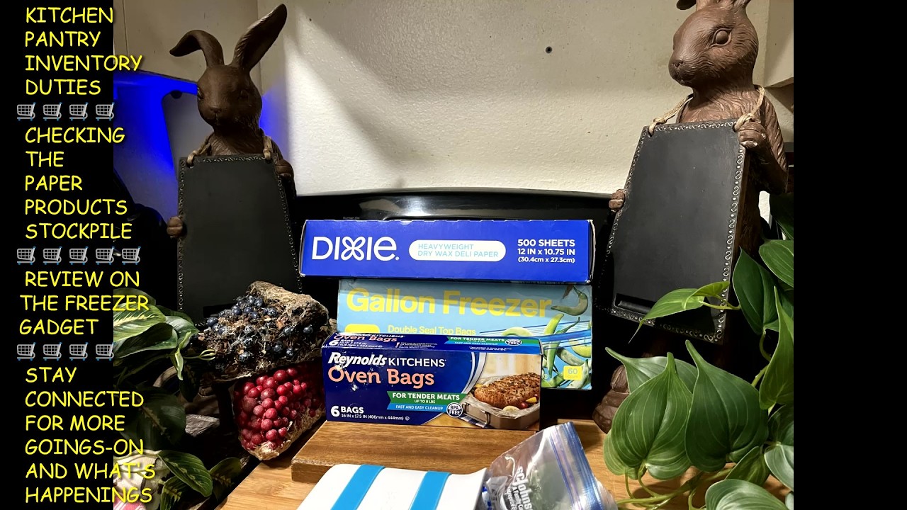 KITCHEN PANTRY INVENTORY DUTIES🛒CHECKING THE PAPER PRODUCTS STOCKPILE🛒 REVIEW #GROCERYCHATS