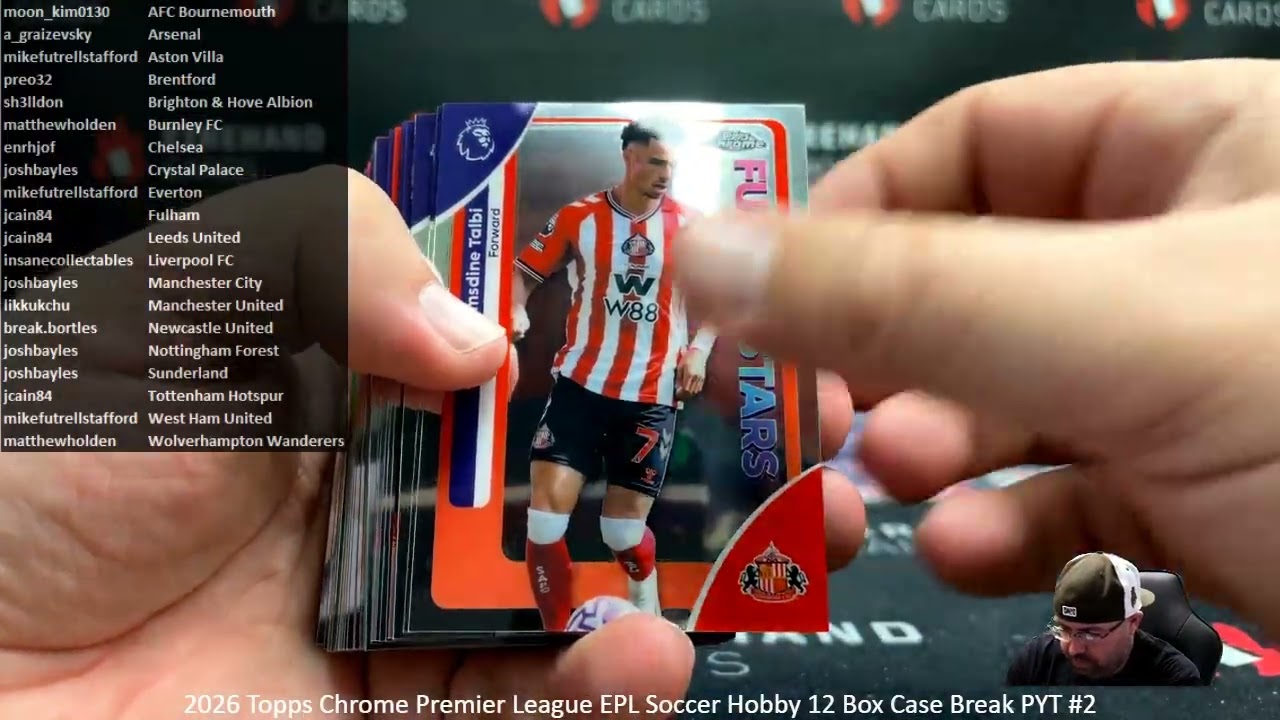 2/15/2026 2026 Topps Chrome Premier League EPL Soccer Hobby 12 Box Case Break PYT #2