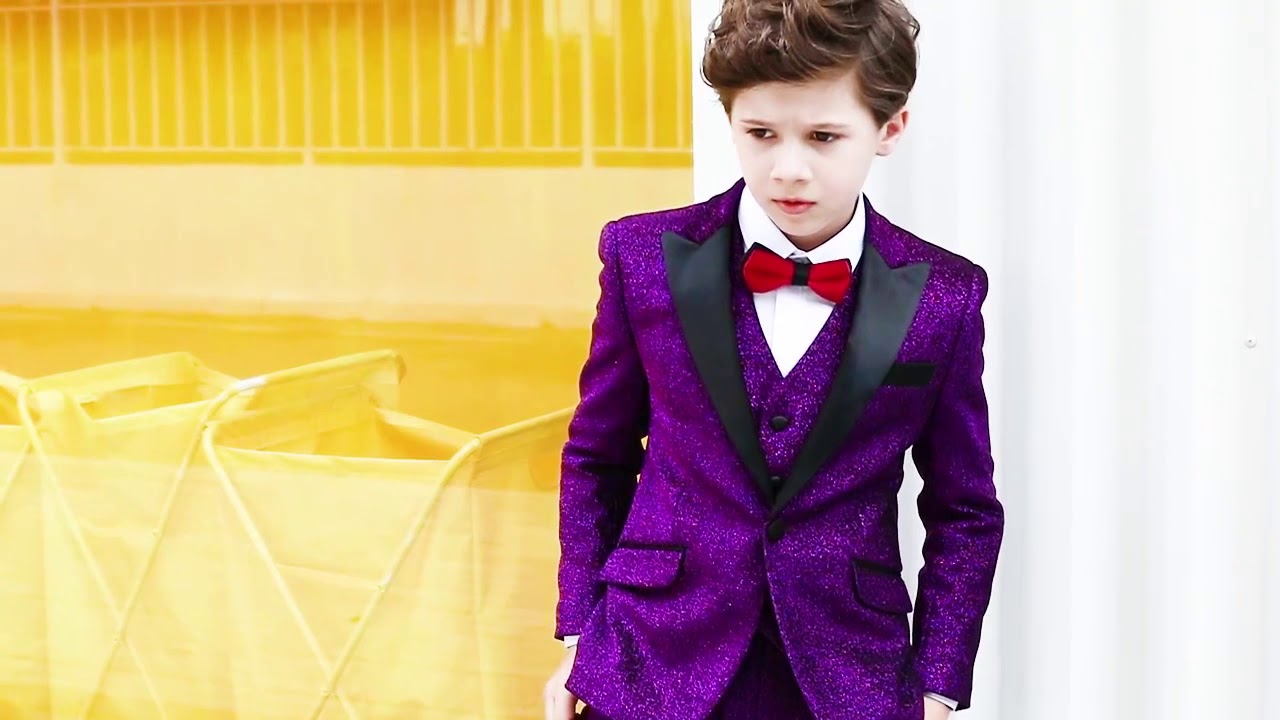Amazing / Unique Royal Blue Glitter Polyester Boys Wedding Suits 2019 Rivet Tassel