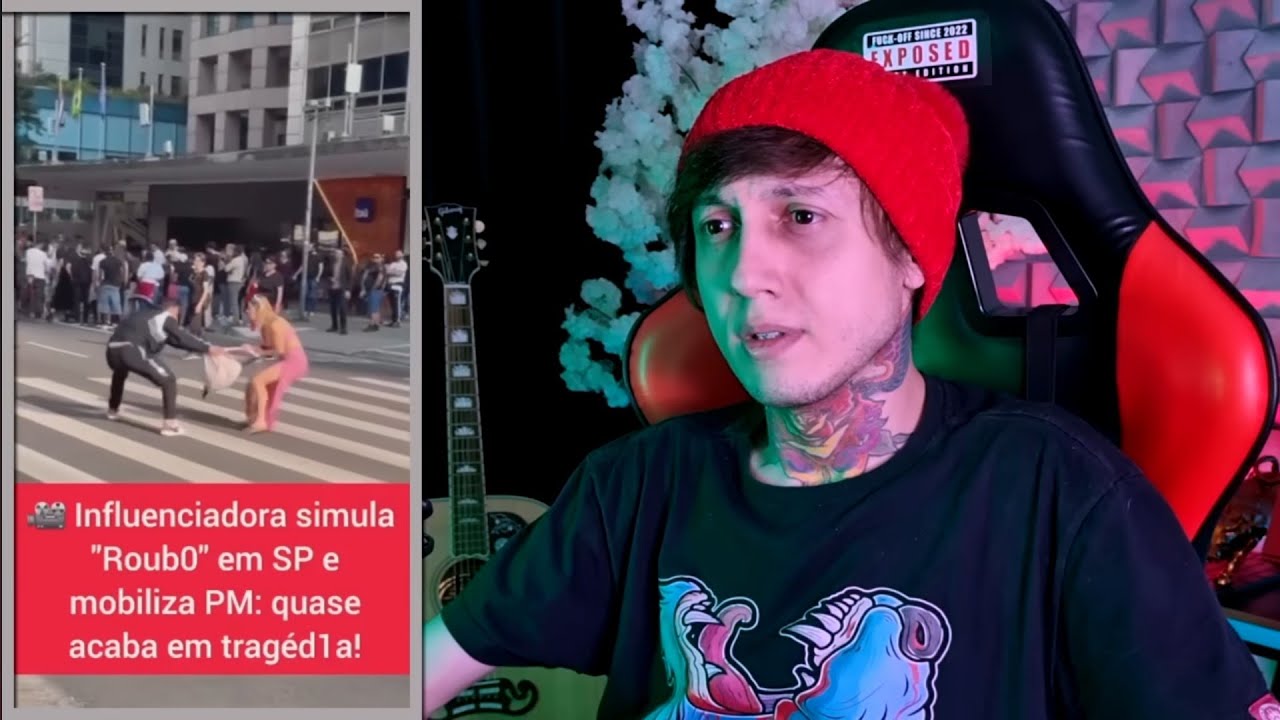 INFLUENCIADORA SIMULA ROUBO NO MEIO DA RUA E ATRAPALHA POLICIAIS.