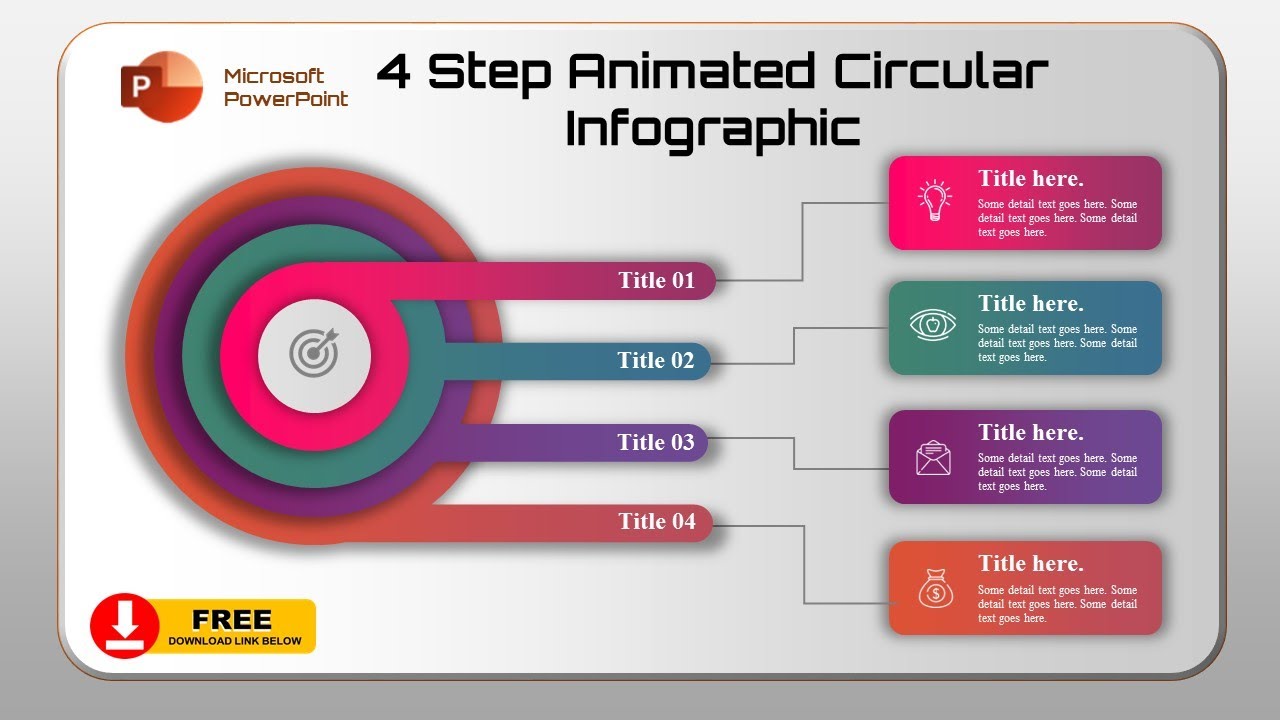 4. 4 Step Animated Circular Infographic PowerPoint Template | Microsoft PowerPoint | ppt