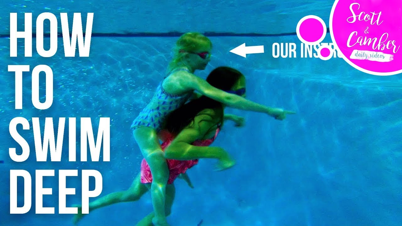LEARNING HOW TO SWIM DEEP AND CLEAR OUR EARS WITH ELIZABETH SWIMS!! | Scott and Camber