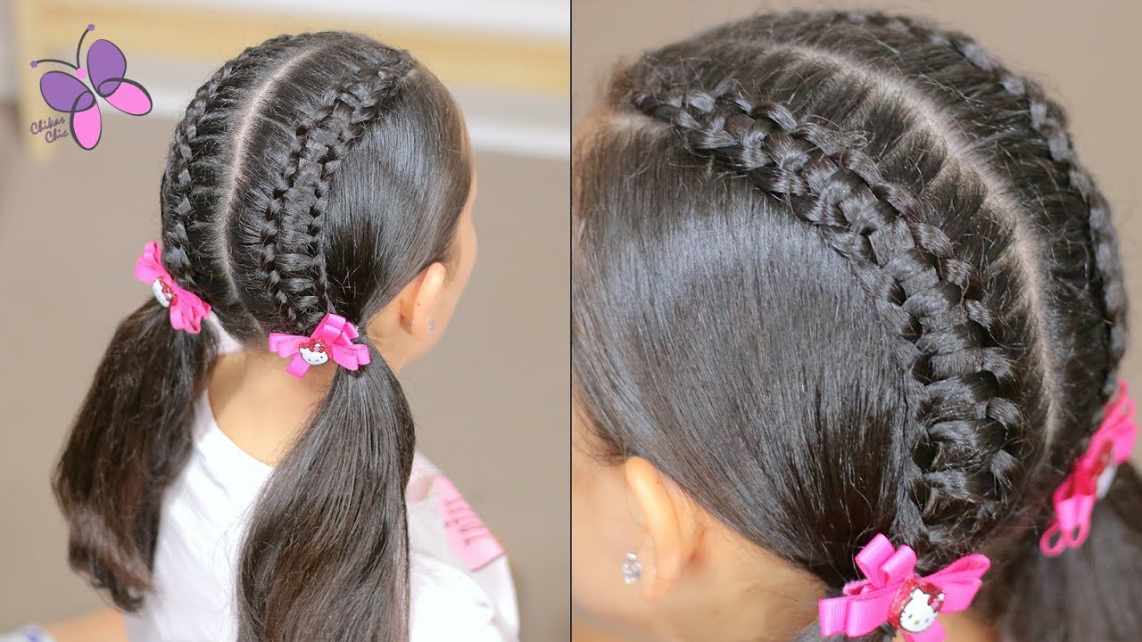 How to Line Braid into Pigtails | Braided Hairstyles | Cute Girly Hairstyles