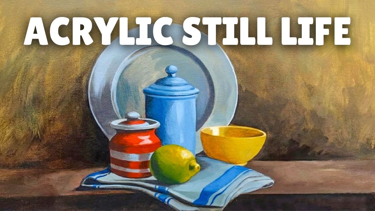 Realistic Still life Composition Acrylic - Dishes and Drapery | step by step