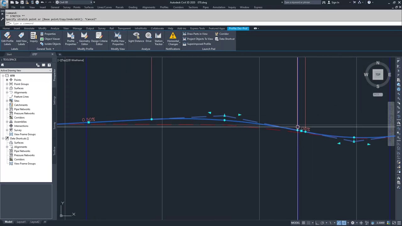 How to Grip editing profiles of Alignments and Profiles in AutoCAD Autodesk