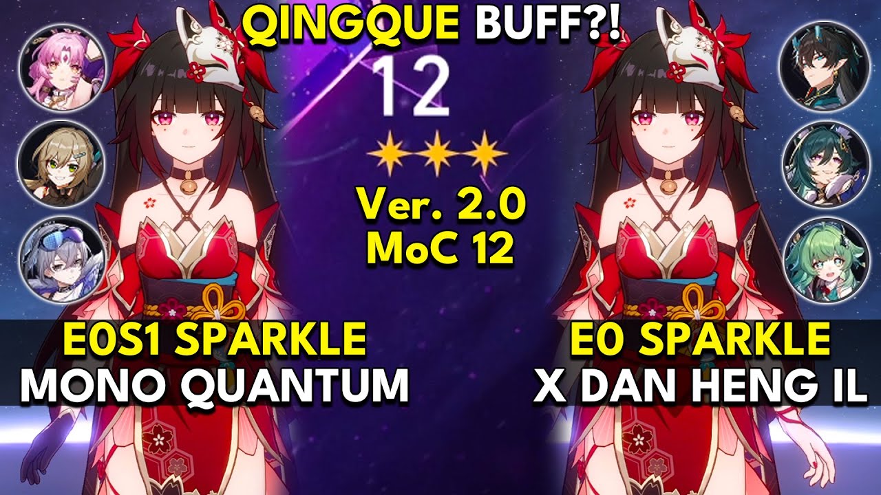 E0S1 Sparkle x E6S1 Qingque & E0 Dan Heng IL |Memory of Chaos Floor 12 3 Stars Honkai: Star Rail 2.0