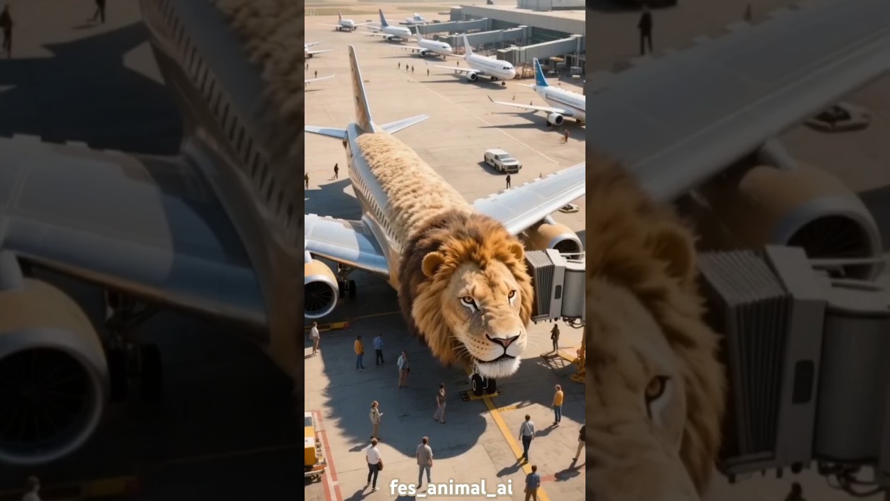 lion themed airplanes, very cool 😱 #cute #trending #airplane #lion #animals #shorts #fyp